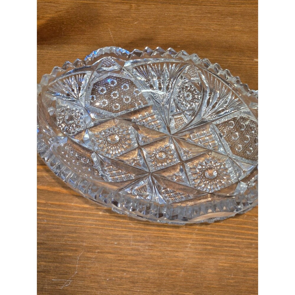 Vintage Antique Cut Pressed Glass Dish, EAPG